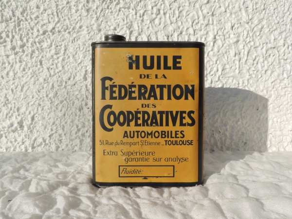 Bidon HUILE de la FEDERATION des COOPERATIVES AUTOS