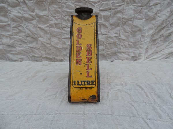 Bidon d&rsquo;huile triangulaire Shell Motor Oil Golden- DSCN4933.JPG