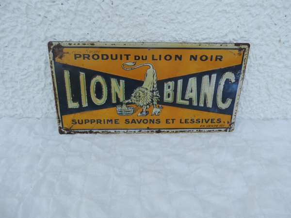 Tôle publicitaire LION BLANC
