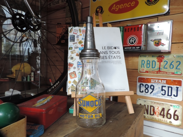 Bouteille d'huile en verre Sunoco